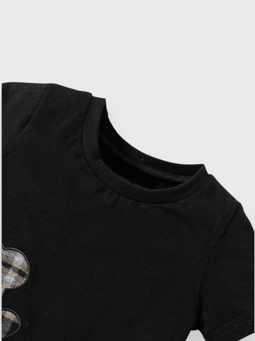 2 Piece Baby Boy Brown Plaid Bear Tee Set