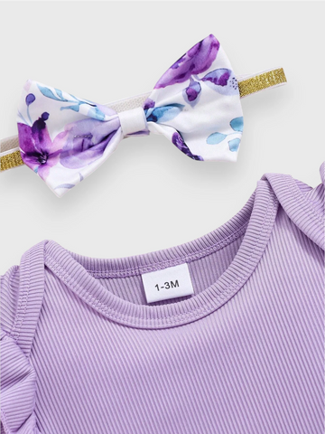 2 Pc Baby Girl Lilac Floral Shorts Set