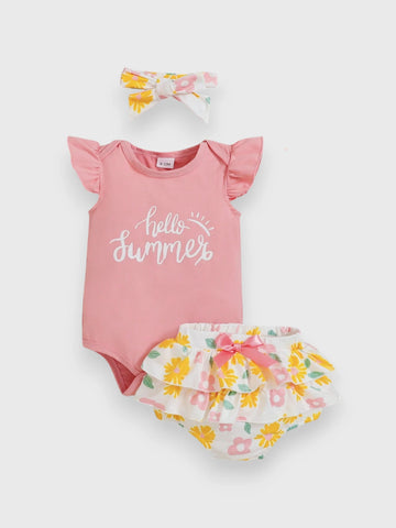 3 Pc Baby Girl Hello Summer Set