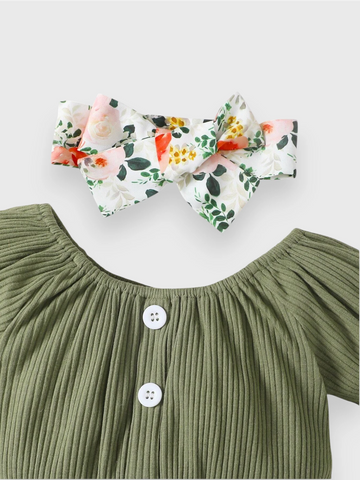 3 Pc Baby Girl Ribbed Crop Top Floral Set