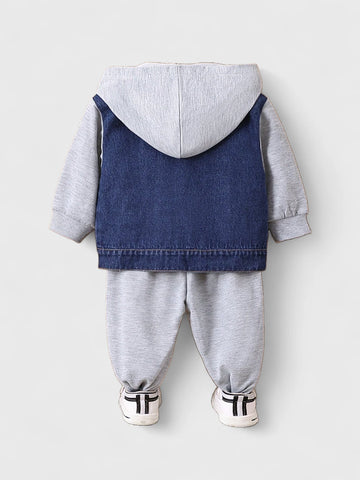 2 Piece Baby Boy Hoodie Denim Jacket with Pants