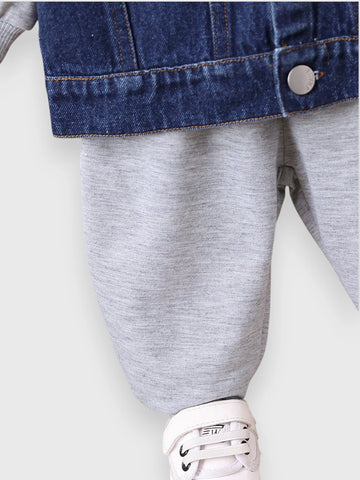2 Piece Baby Boy Hoodie Denim Jacket with Pants