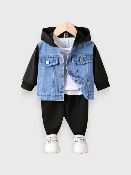 2 Piece Baby Boy Hoodie Denim Jacket with Pants