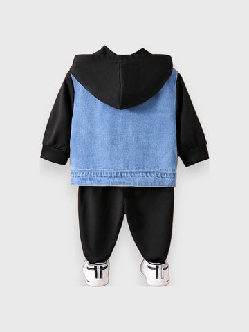 2 Piece Baby Boy Hoodie Denim Jacket with Pants