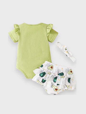 3 Pc Baby Girl Summer Avocado Set