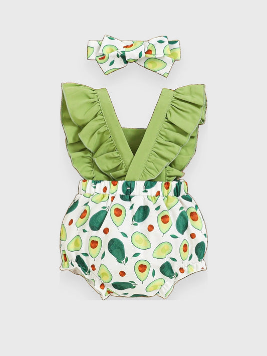 2 Pc Baby Girl Ruffle Summer Avocado Set