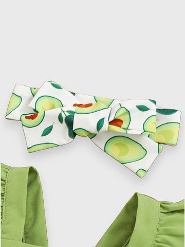 2 Pc Baby Girl Ruffle Summer Avocado Set