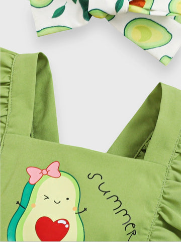 2 Pc Baby Girl Ruffle Summer Avocado Set