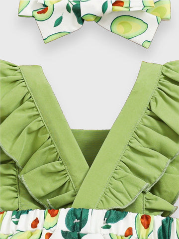 2 Pc Baby Girl Ruffle Summer Avocado Set