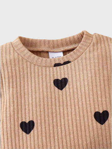 2 Pc Baby Girl Heart Top with Pleather Skirt