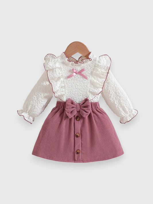 Baby Girl Ruffle Blouse and Corduroy Skirt