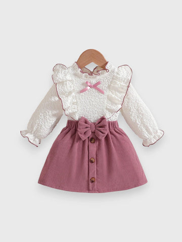 Baby Girl Ruffle Blouse and Corduroy Skirt