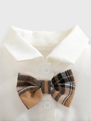 3 Pcs Baby Girl Plush Vest and Plaid Skirt Set