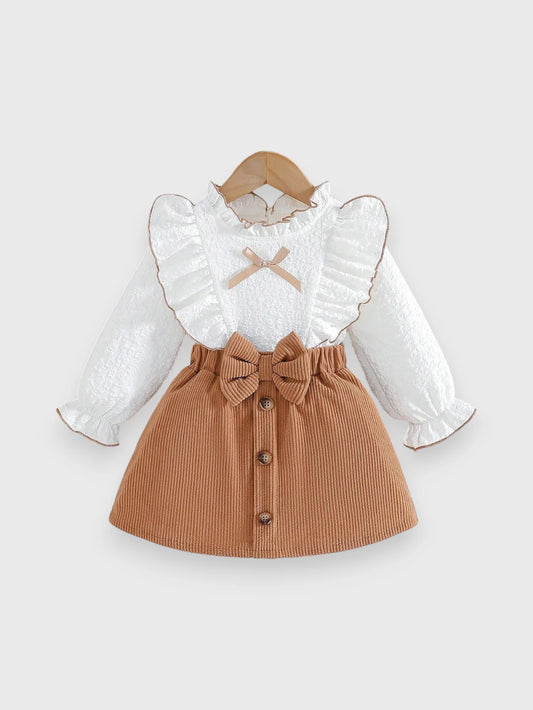 Baby Girl Ruffle Blouse and Corduroy Skirt