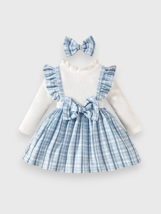 Baby Girl 2 in 1 Faux Tweed Overall Dress