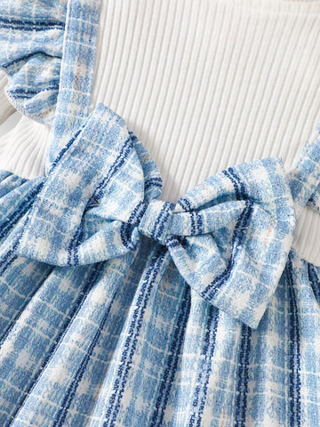 Baby Girl 2 in 1 Faux Tweed Overall Dress