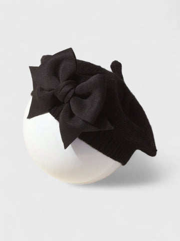 Baby Knitted Bow French Beret Hat