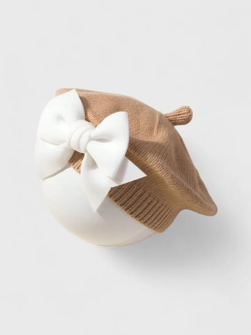 Baby Knitted Bow French Beret Hat