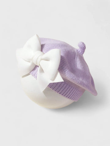 Baby Knitted Bow French Beret Hat