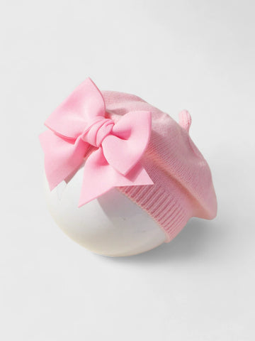 Baby Knitted Bow French Beret Hat