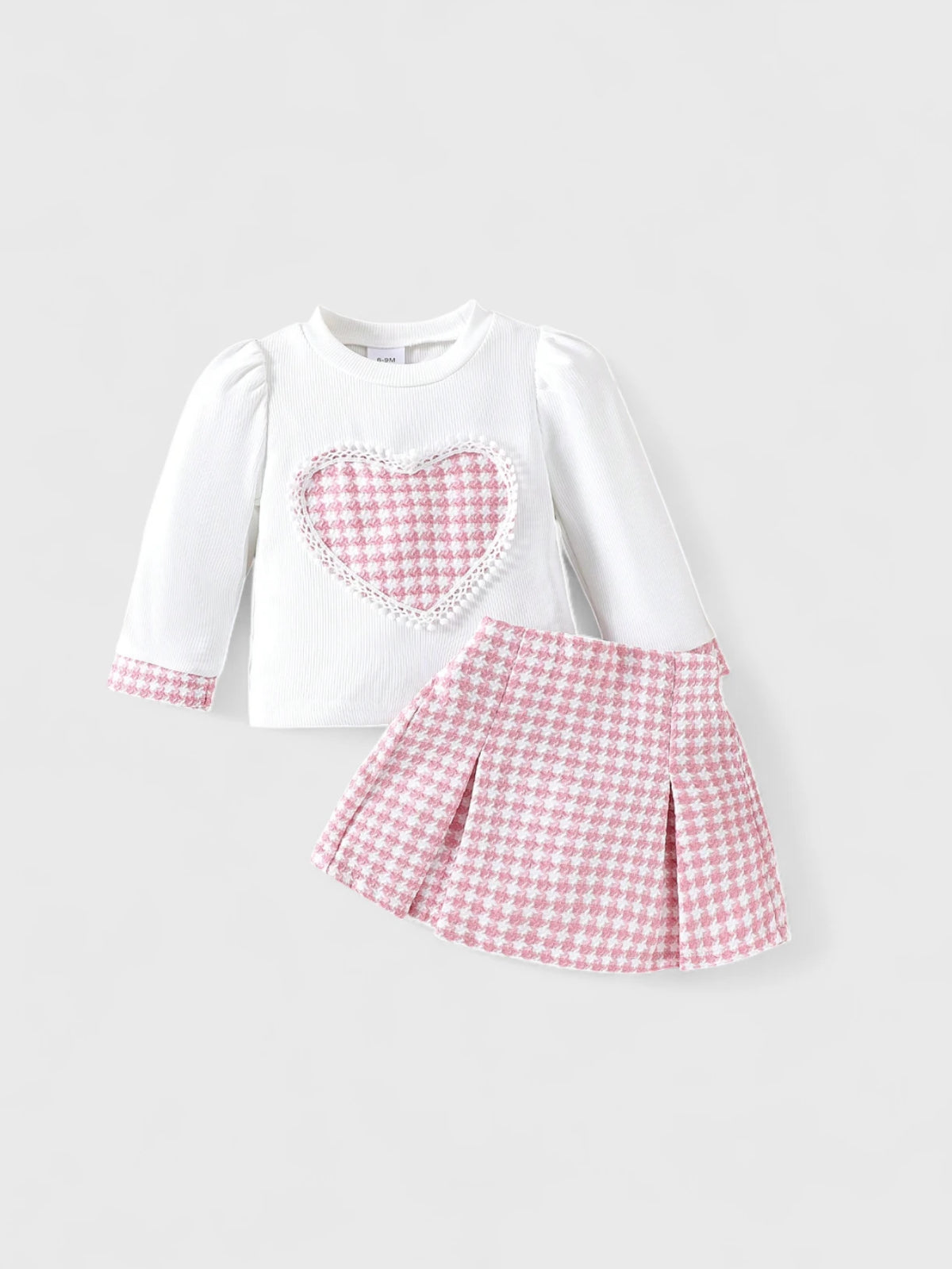 2 Pc Baby Girl Heart Tweed Set