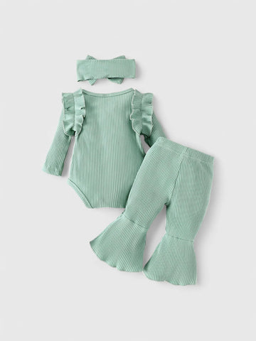 CL-3 Pc Baby Girl Ribbed Flare Pants Set