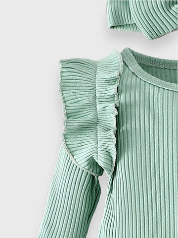CL-3 Pc Baby Girl Ribbed Flare Pants Set