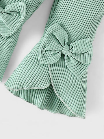 CL-3 Pc Baby Girl Ribbed Flare Pants Set