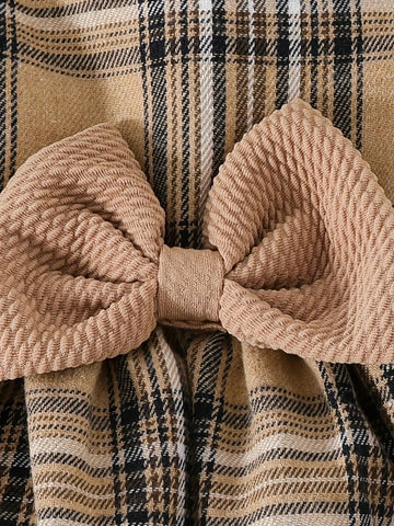 3 Pc Baby Girl Plaid Dress with Shawl Cardigan