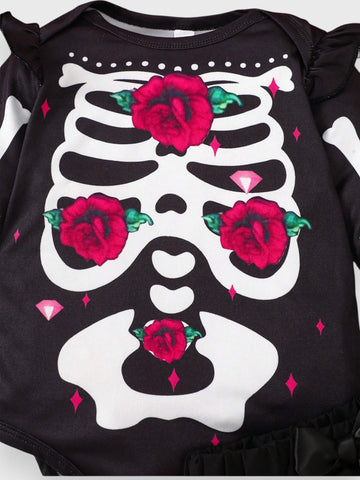 3 Pc Baby Girl Skeleton & Tutu Costume