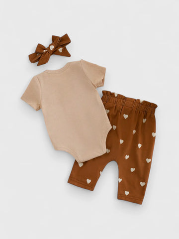 3 Pc Baby Girl Ribbed Dotted Hearts Set