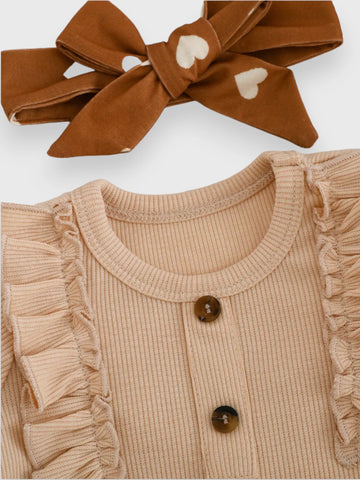 3 Pc Baby Girl Ribbed Dotted Hearts Set