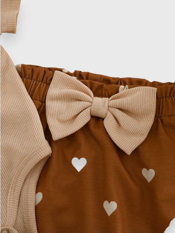 3 Pc Baby Girl Ribbed Dotted Hearts Set
