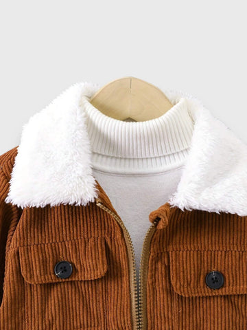 Boy Girl Corduroy Sherpa Lined Jacket