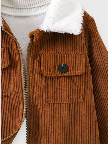 Boy Girl Corduroy Sherpa Lined Jacket