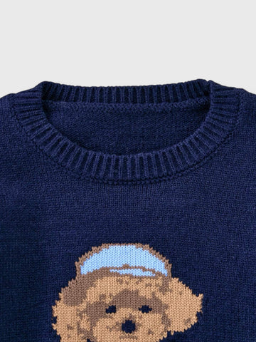 Boys Preppy Dog Knit Sweater