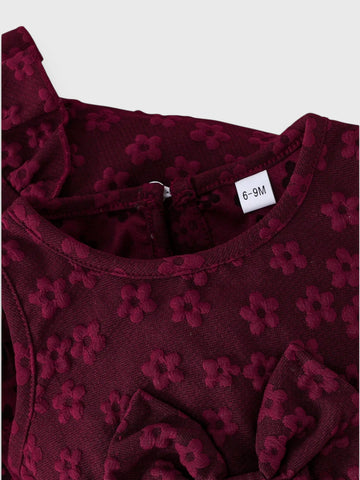 2 Pc Baby Girl Flower Emboss Dress and Cardigan