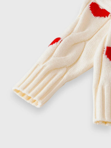 Girls Cable Knit Heart Sweater