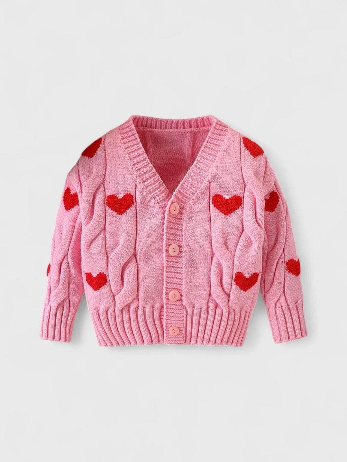 Girls Cable Knit Heart Sweater