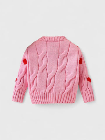 Girls Cable Knit Heart Sweater