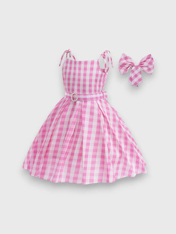 Girls Pink Gingham Dress Barbie Costume