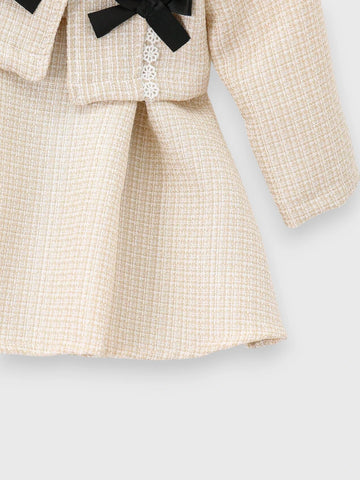 2 Pc Baby Girl Tweed Cardigan and Skirt Set