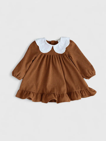 Baby Girl Scallop Collar Corduroy Dress