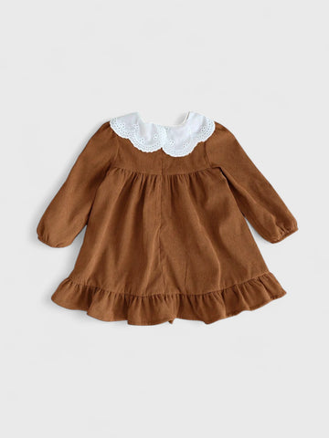 Baby Girl Scallop Collar Corduroy Dress