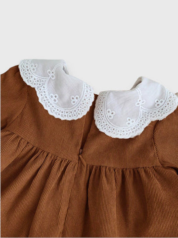 Baby Girl Scallop Collar Corduroy Dress