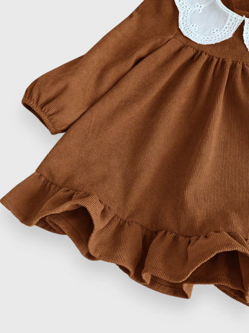 Baby Girl Scallop Collar Corduroy Dress