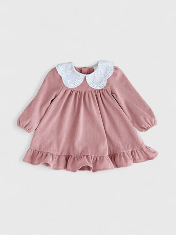 Baby Girl Scallop Collar Corduroy Dress