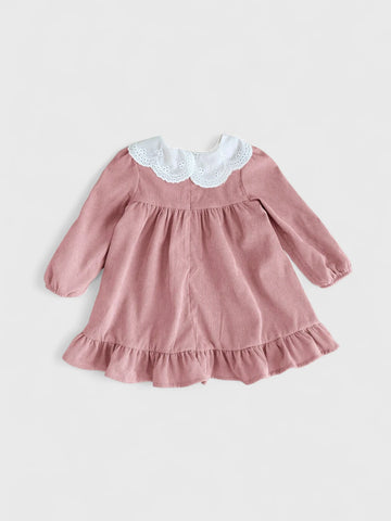 Baby Girl Scallop Collar Corduroy Dress