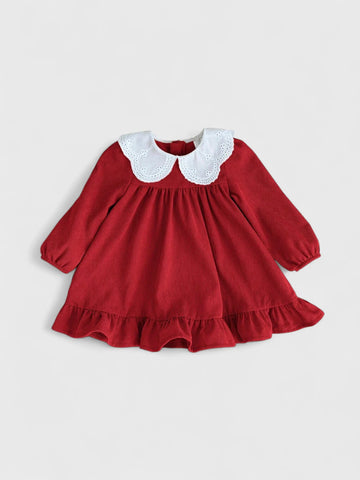 Baby Girl Scallop Collar Corduroy Dress