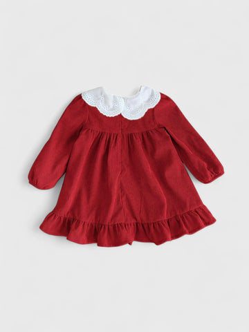 Baby Girl Scallop Collar Corduroy Dress